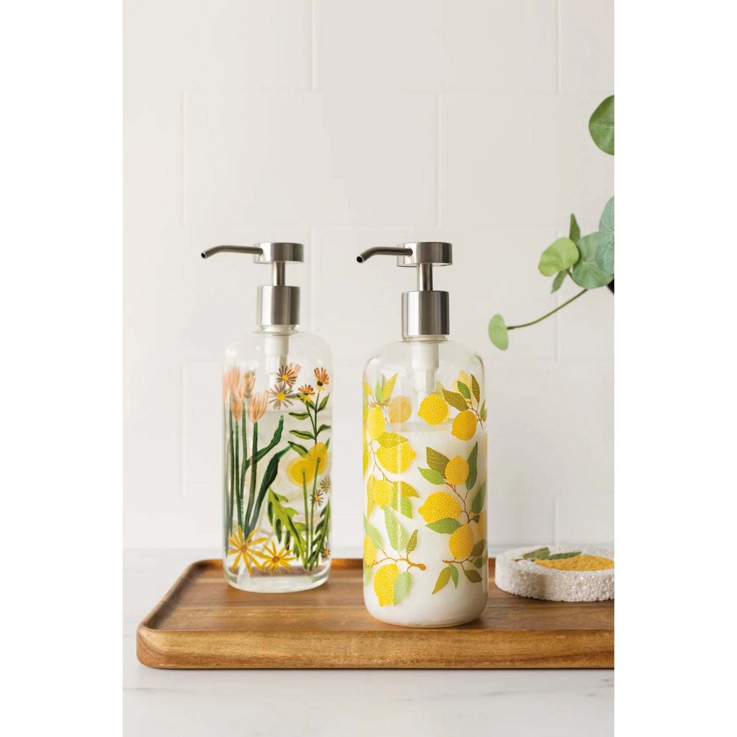Bees & Blooms Glass Soap Pump