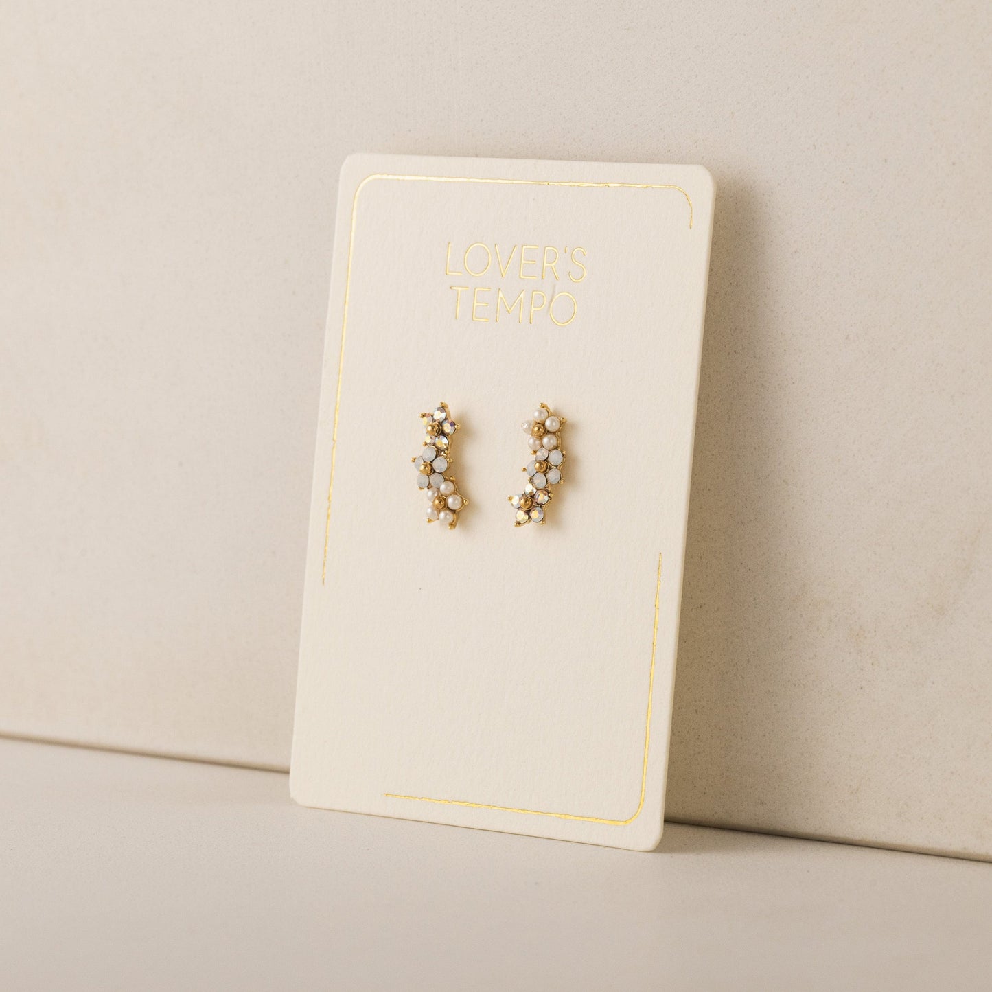 Floral Climber Earrings - White