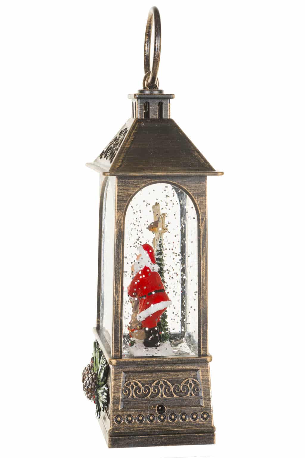 Woodland Santa Musical LED Snow Globe Lantern