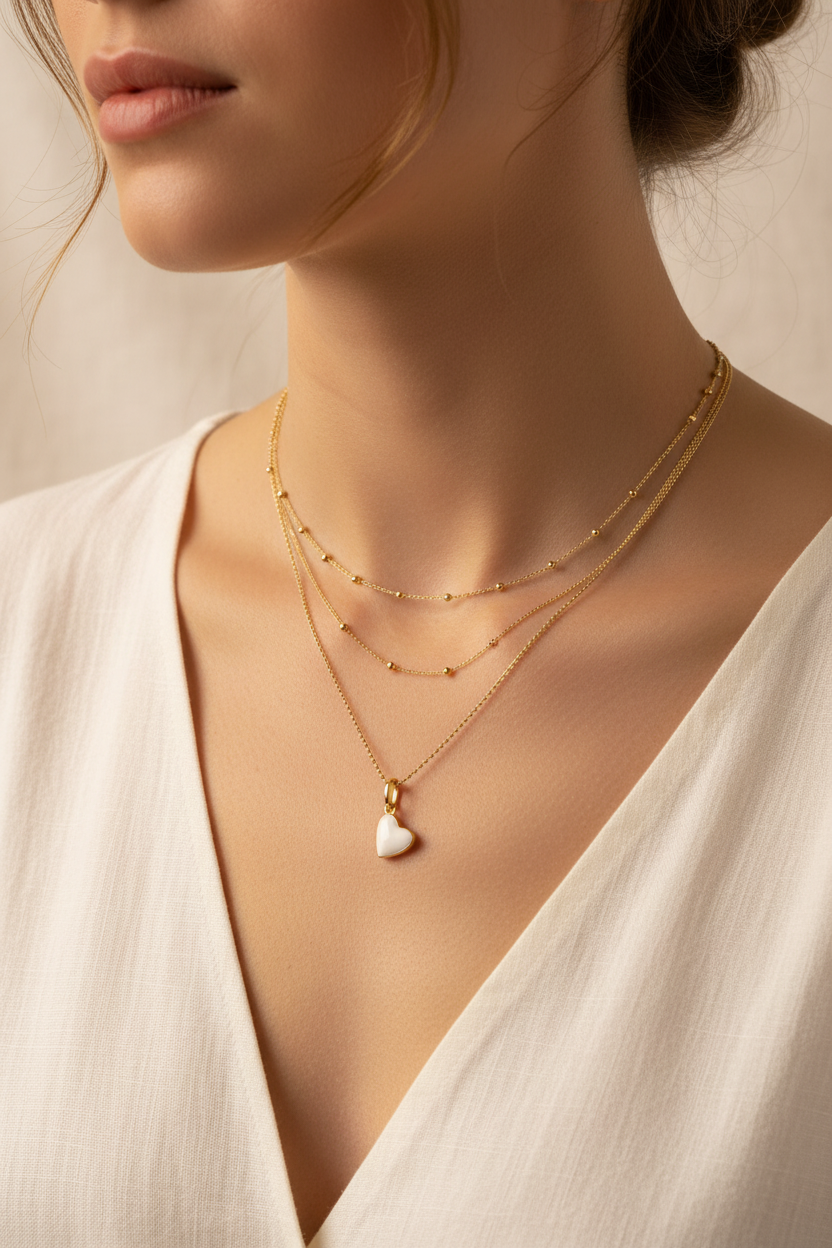 Enamelled Heart - White