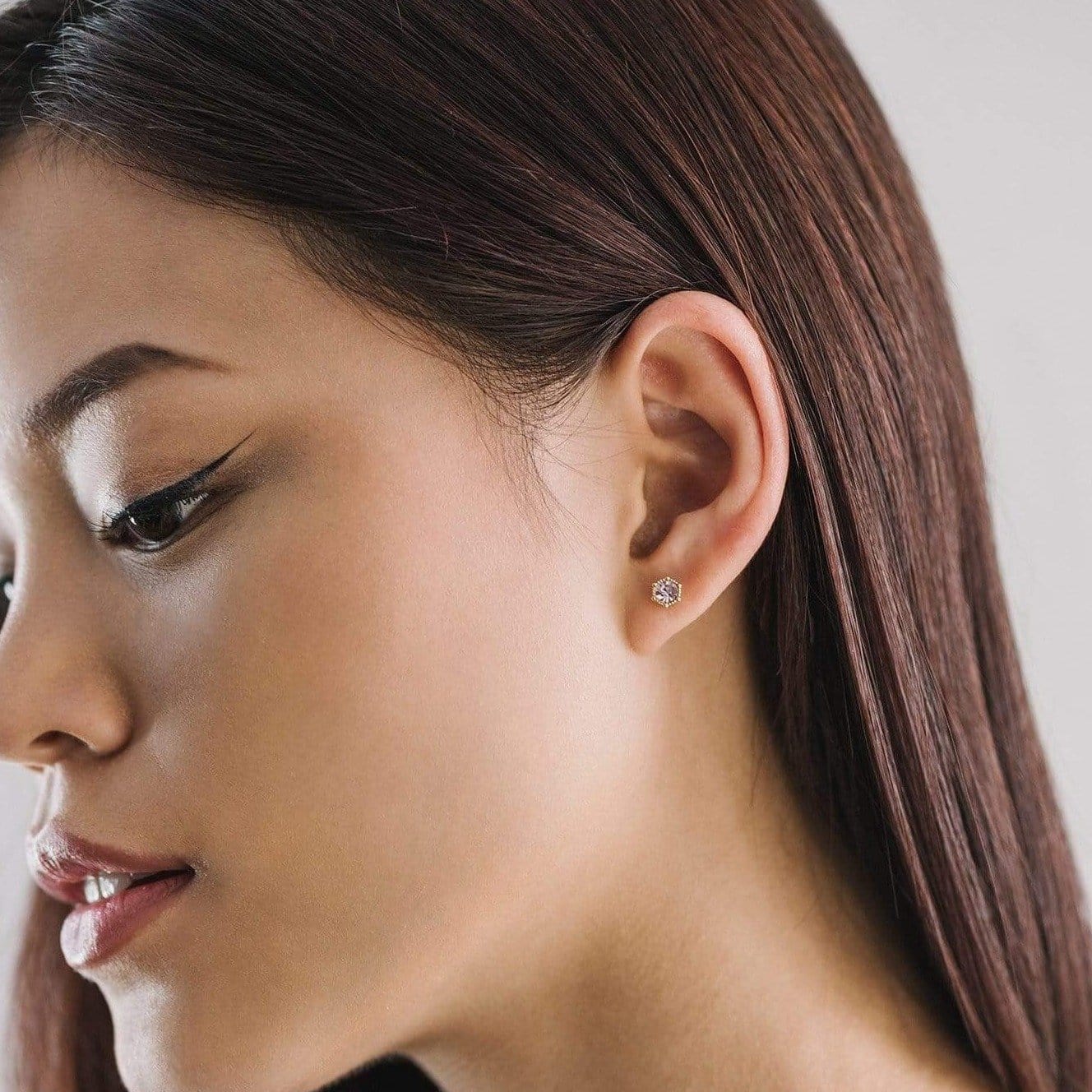 Astrid Stud Earrings - Pink Opal