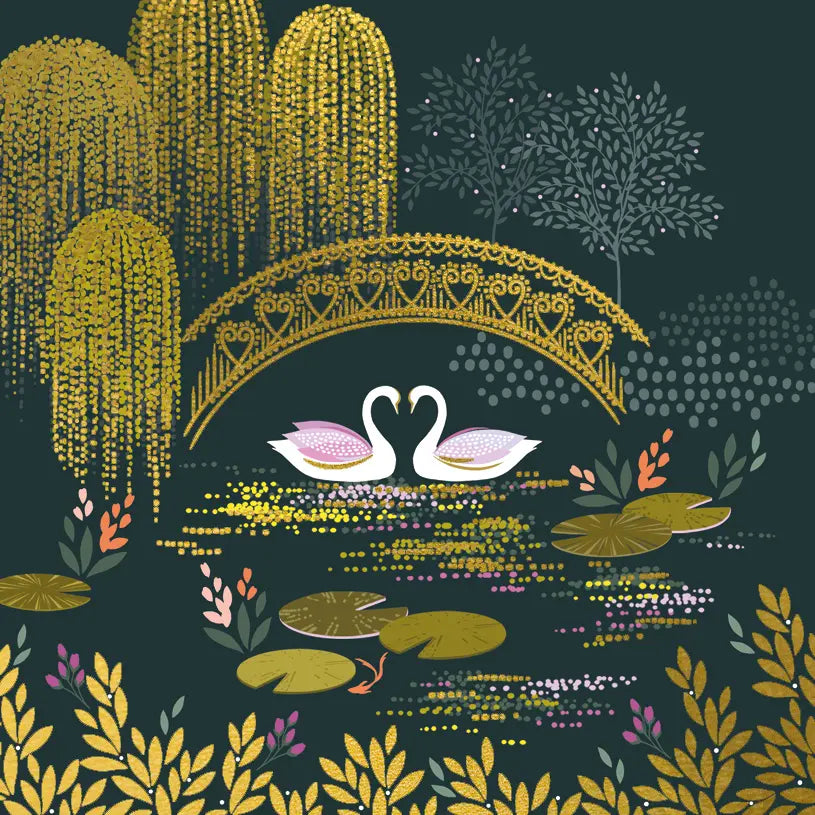 Swans In A Pond Card