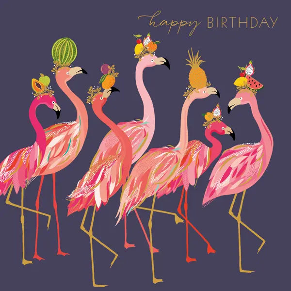 Happy Birthday Flamingos Card