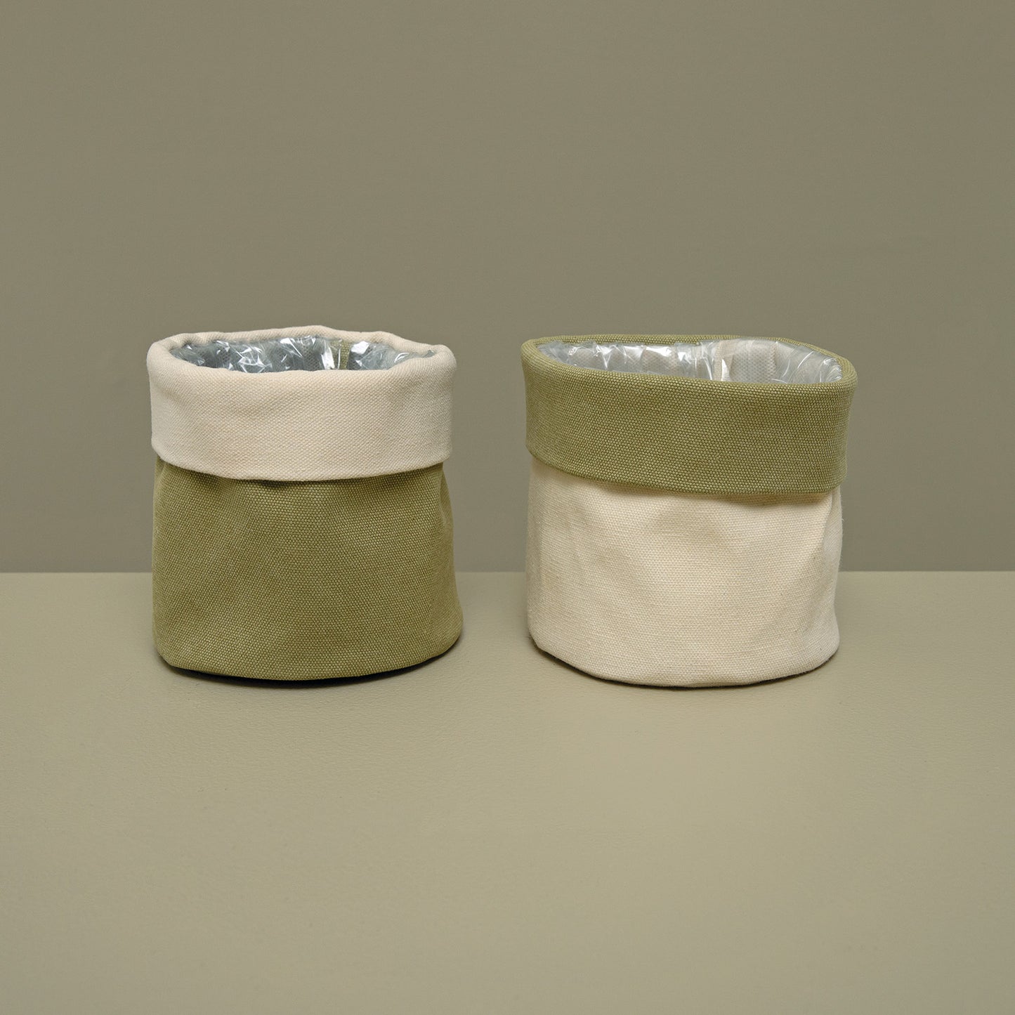 Green Canvas Bag Cover Pot - Small
