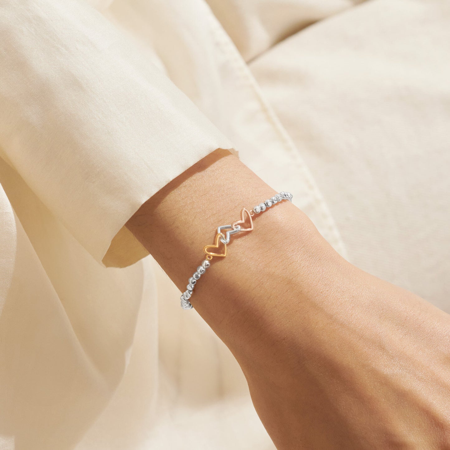 Forever Yours 'Friendship Laughter Happiness' Trio Bracelet In Silver, Gold-Tone And Rose Gold-Tone Plating