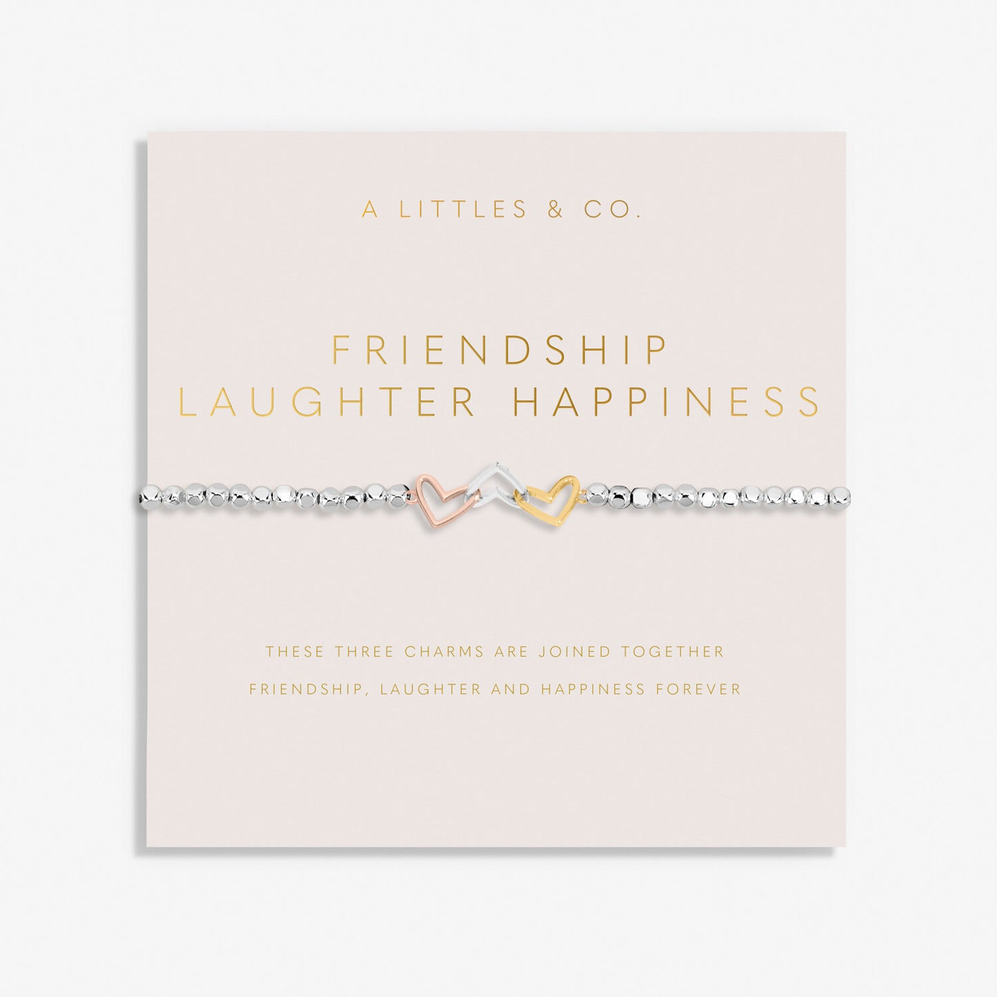 Forever Yours 'Friendship Laughter Happiness' Trio Bracelet In Silver, Gold-Tone And Rose Gold-Tone Plating