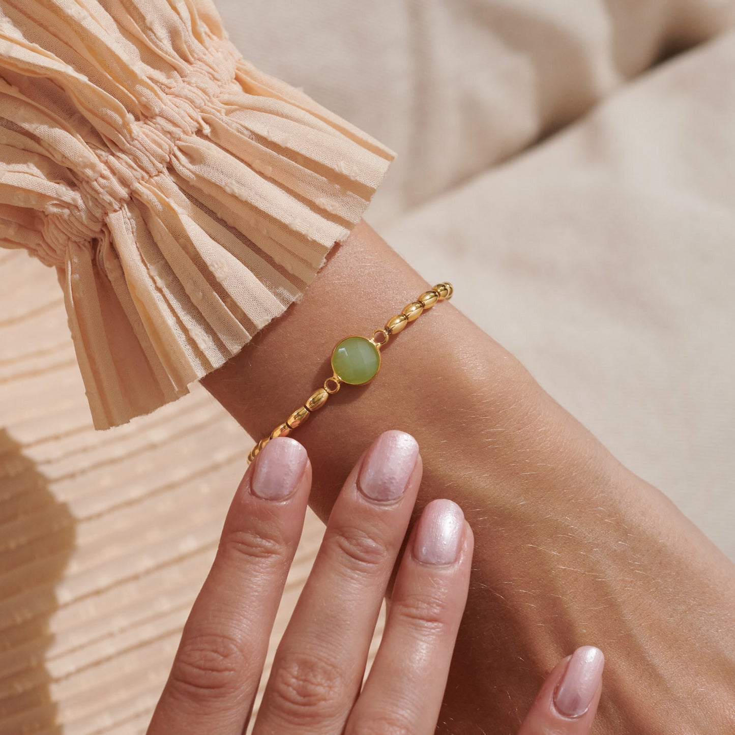 Serenity Stones Aventurine Bracelet In Gold-Tone Plating