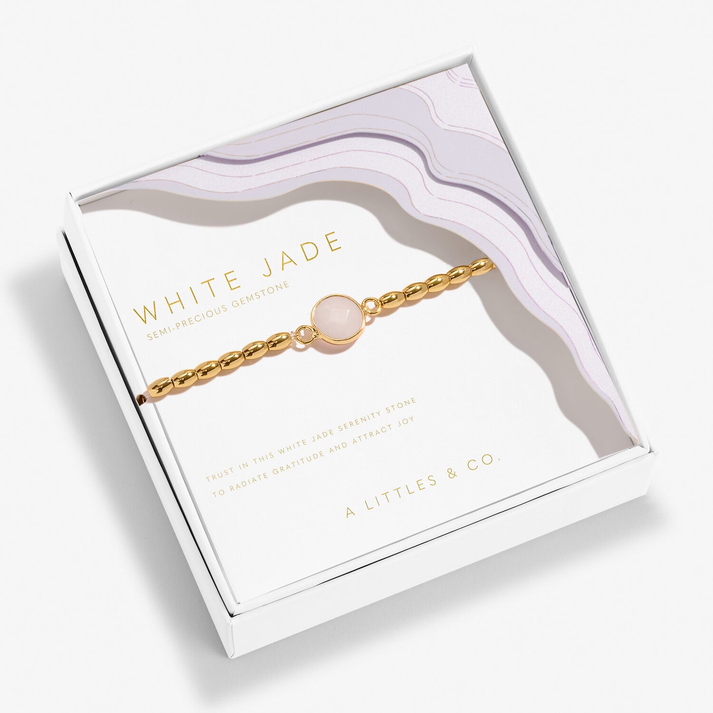 Serenity Stones White Jade Bracelet In Gold-Tone Plating