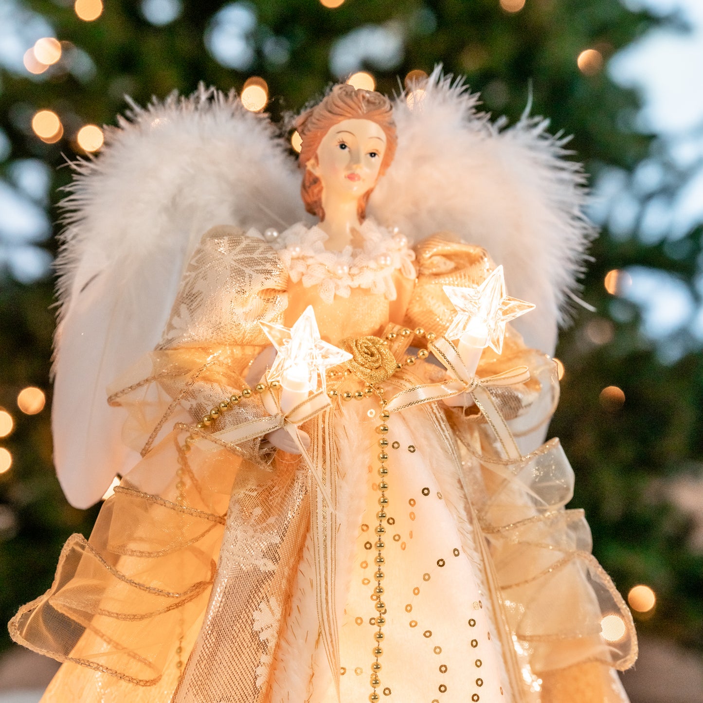 Seraphina 15" Sequin Gold LED Angel Tree Topper
