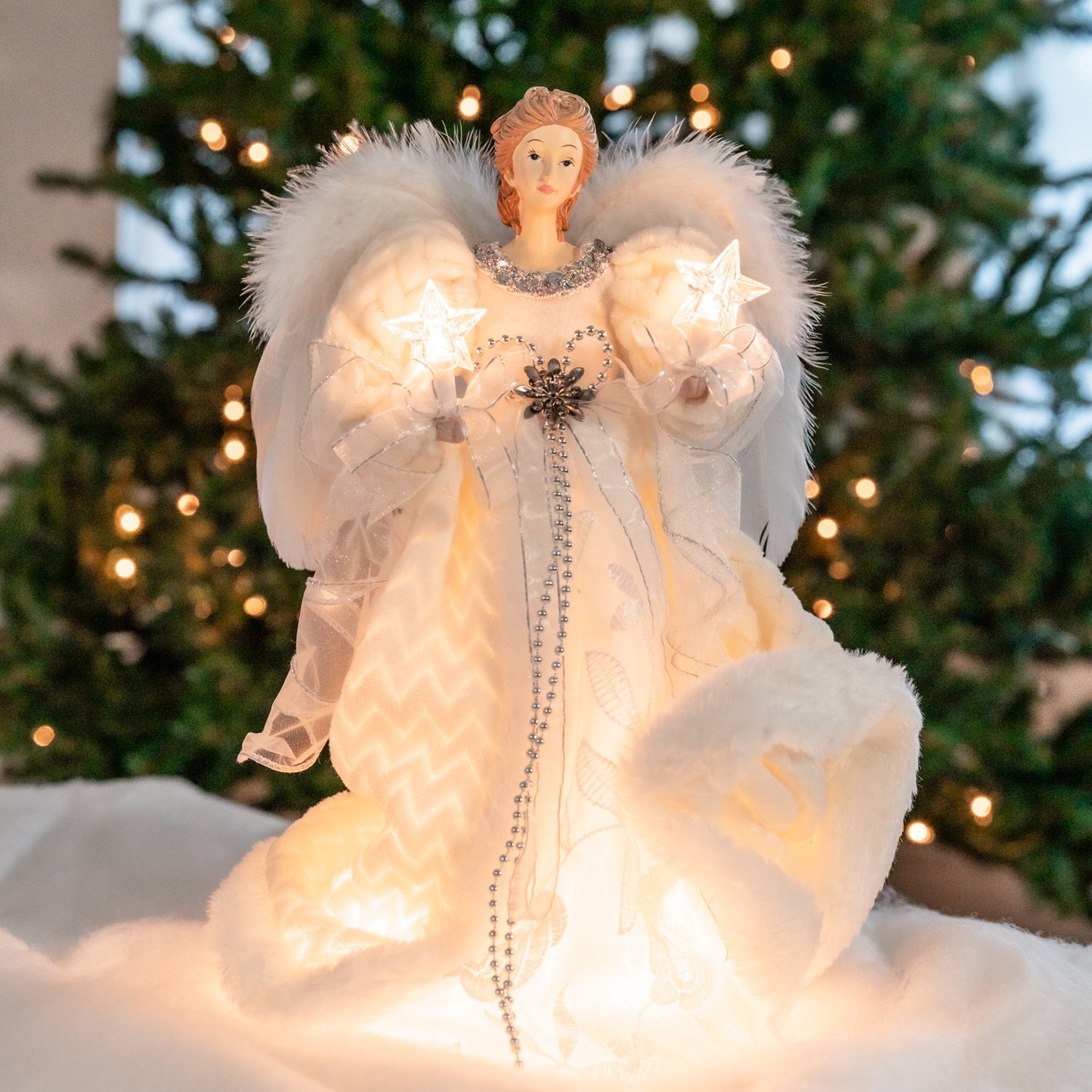Aurora 14" Ivory LED Angel Tree Topper