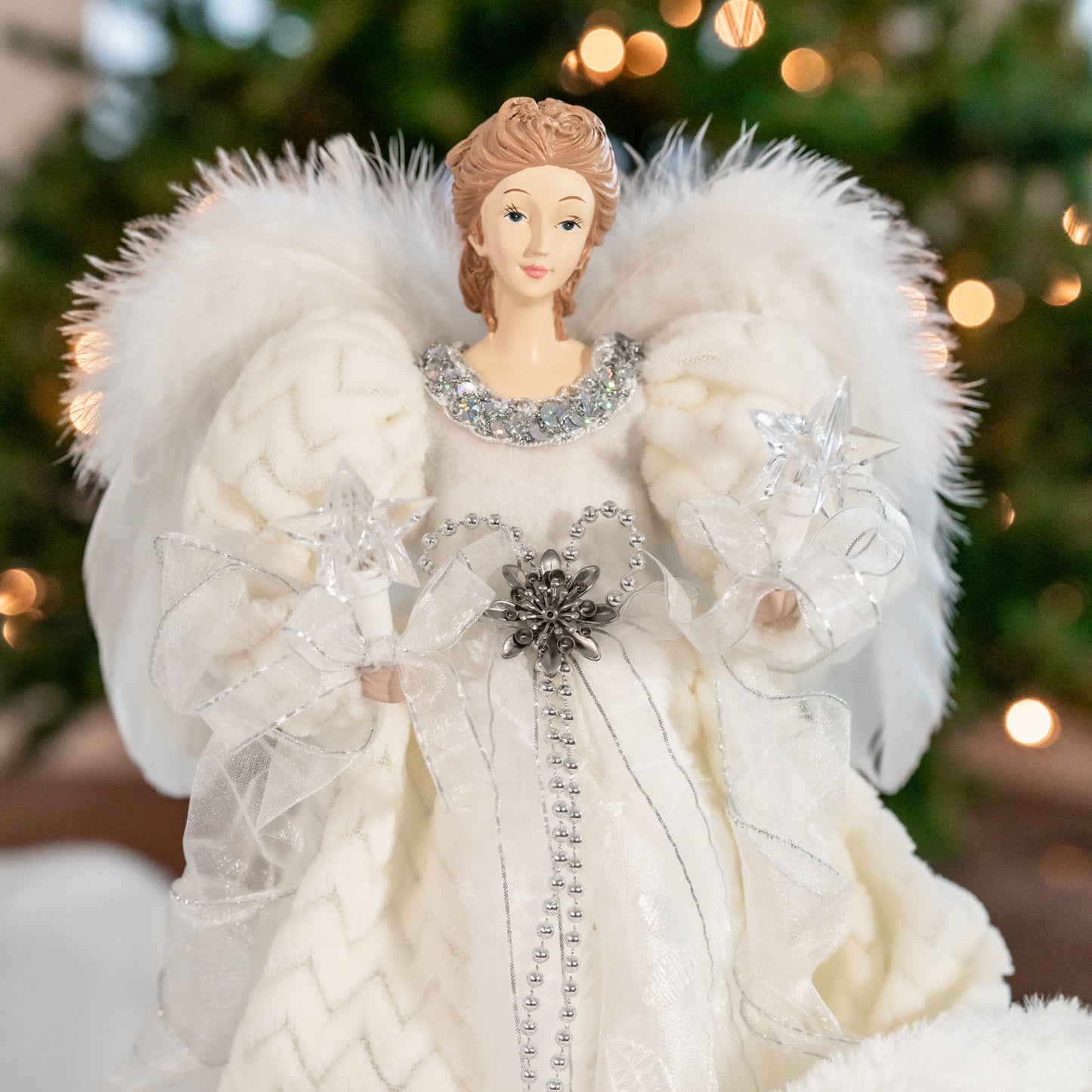Aurora 14" Ivory LED Angel Tree Topper