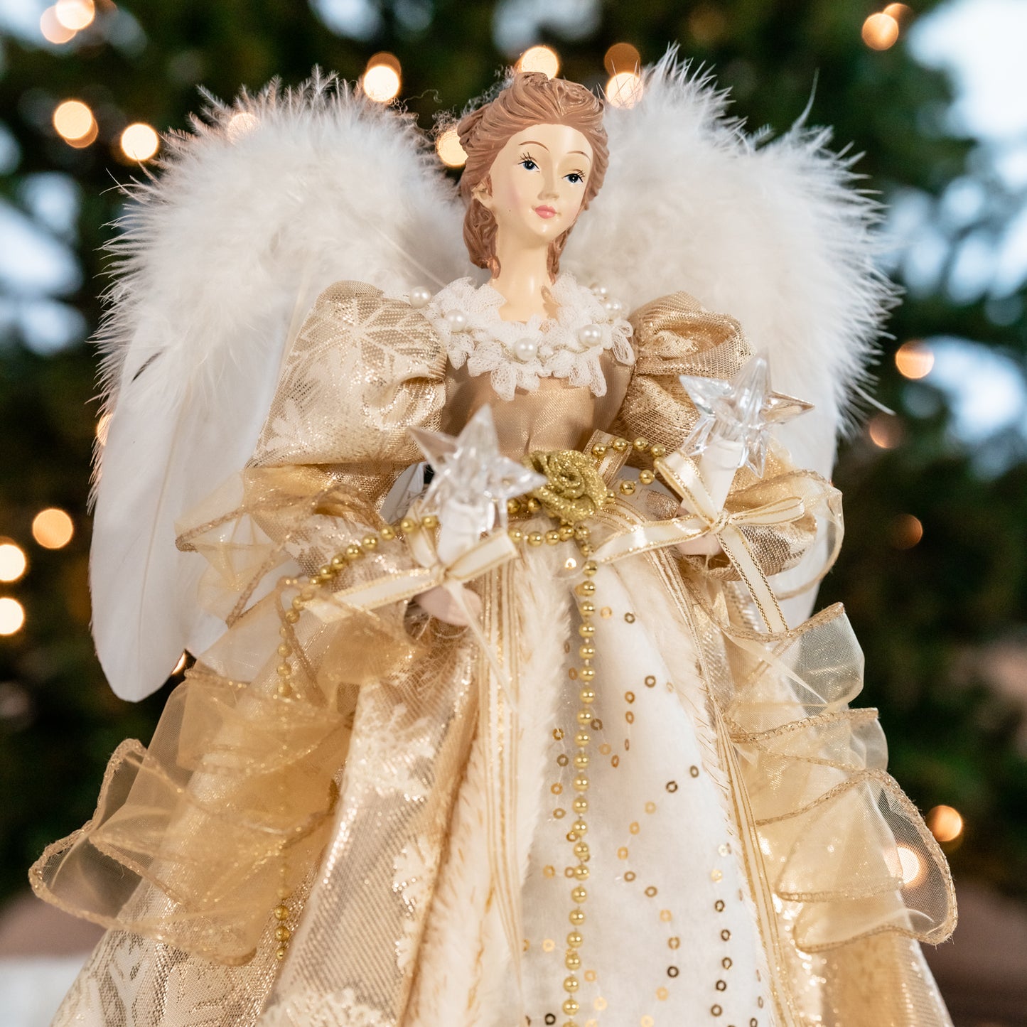 Seraphina 15" Sequin Gold LED Angel Tree Topper