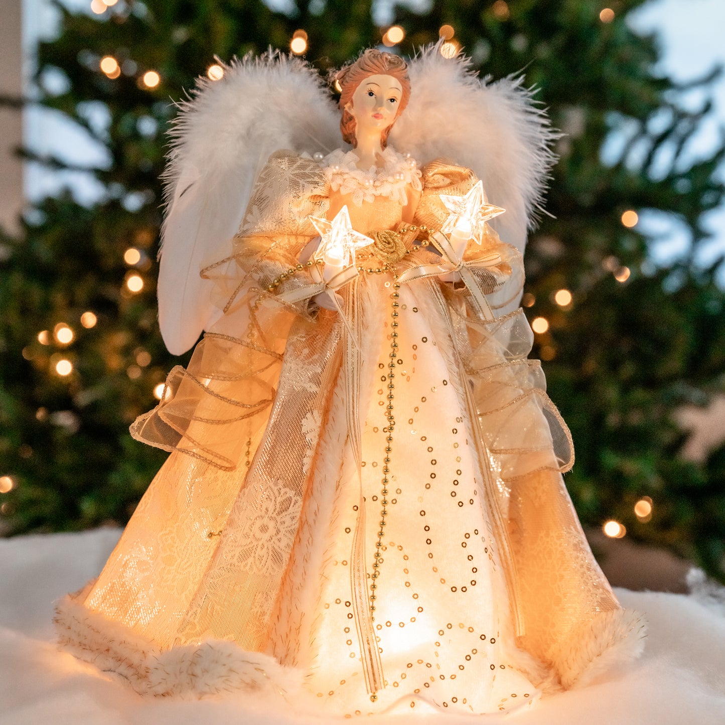 Seraphina 15" Sequin Gold LED Angel Tree Topper