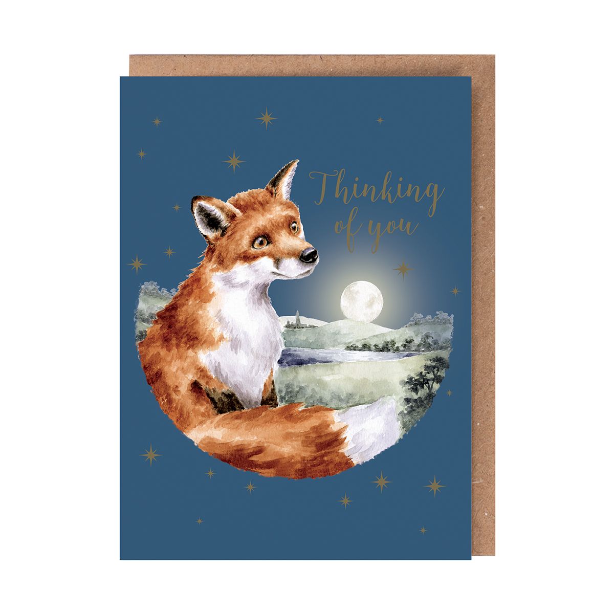 'Stargazing' Fox Thinking of You Card