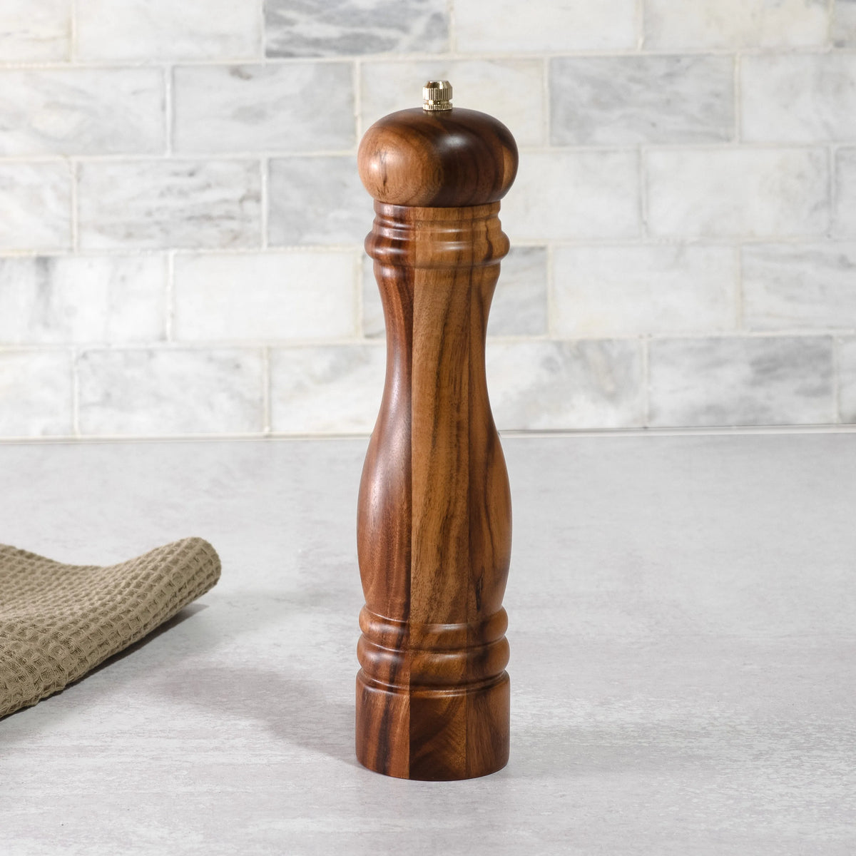 Wood & Gold Pepper Mill