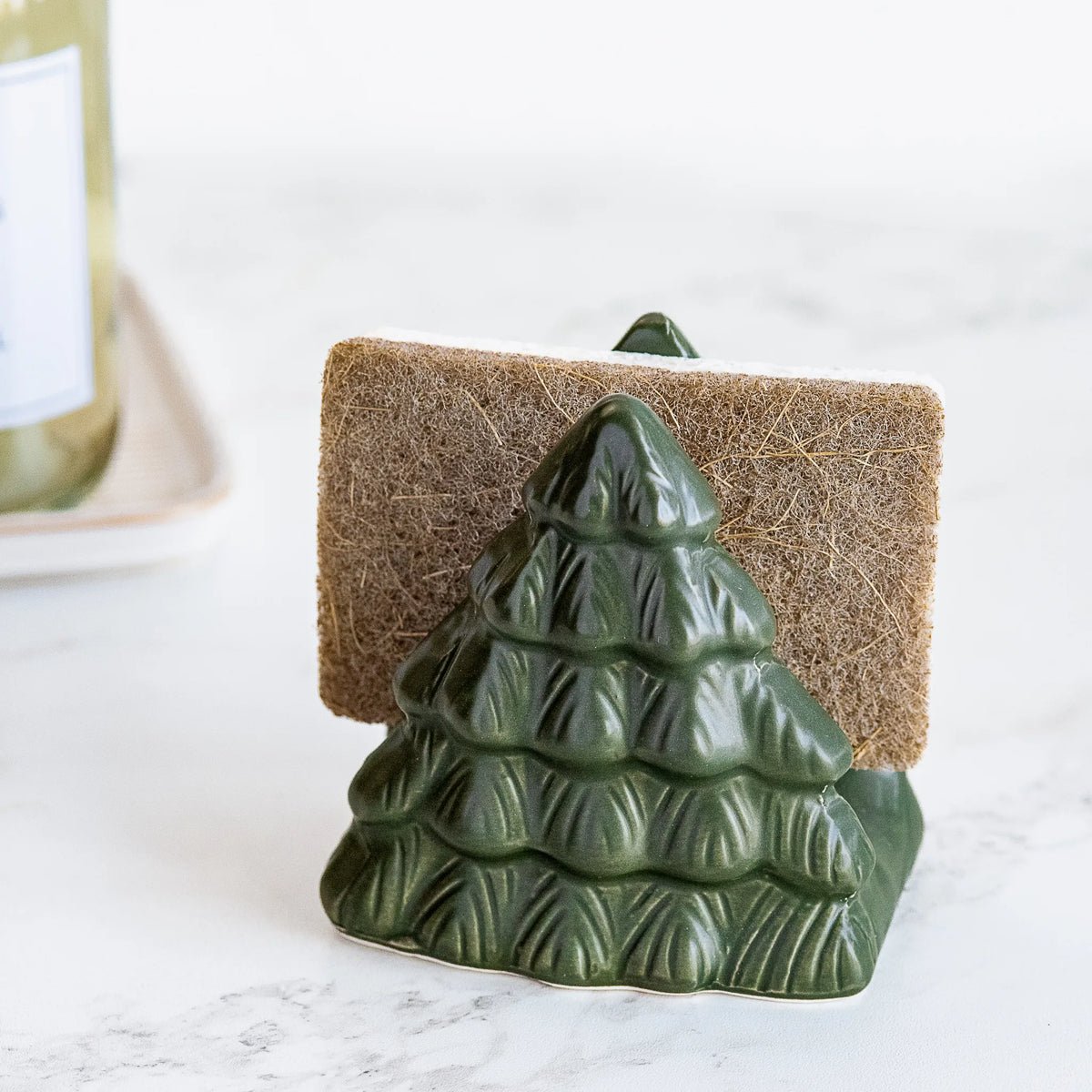 Green Christmas Tree Sponge Holder