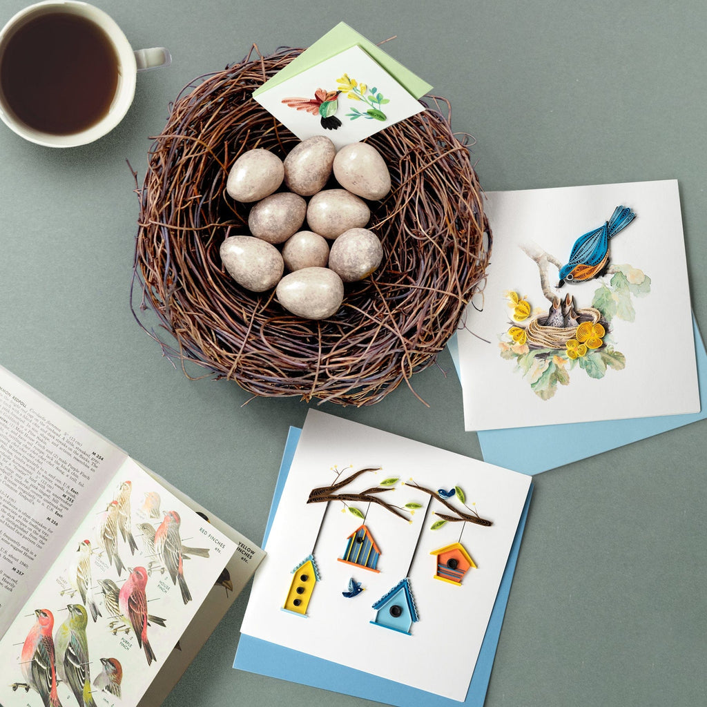 Quilling Card Blue Bird & Babies