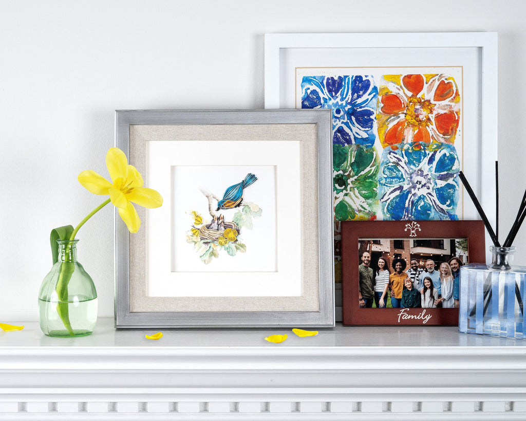 Quilling Card Blue Bird & Babies