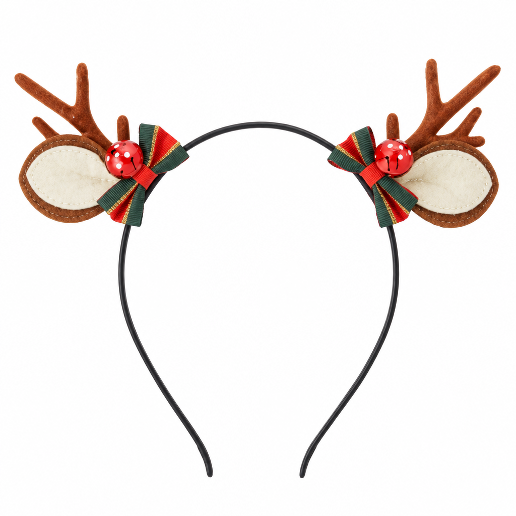 Reindeer headband with brown antlers on a white background