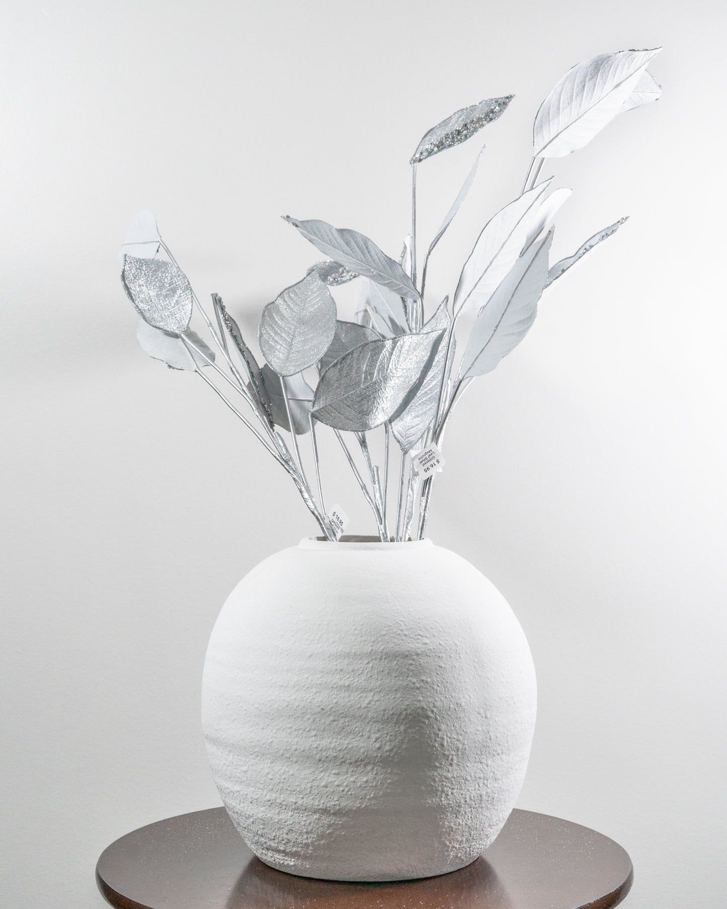 33.5” Glittered Leaf Silver Magnolia
