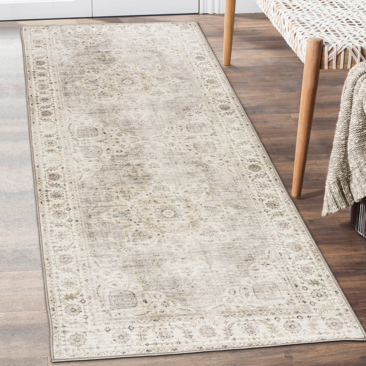 Beige Ivory Joy Vintage ReaLife Machine Washable Rug