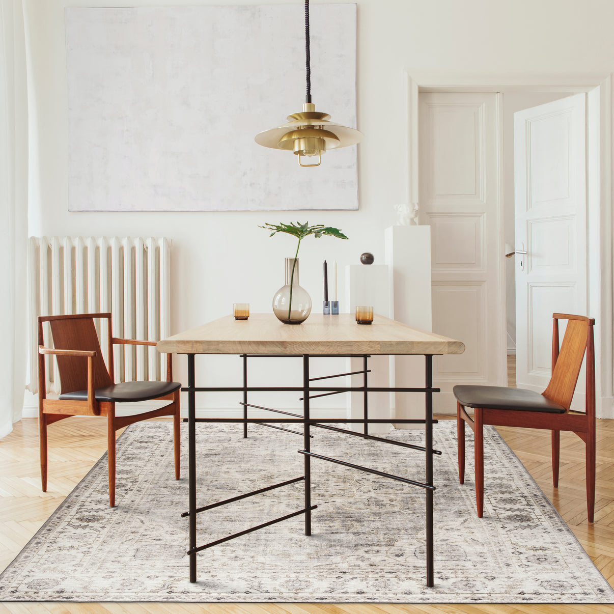 Beige Ivory Joy Vintage ReaLife Machine Washable Rug
