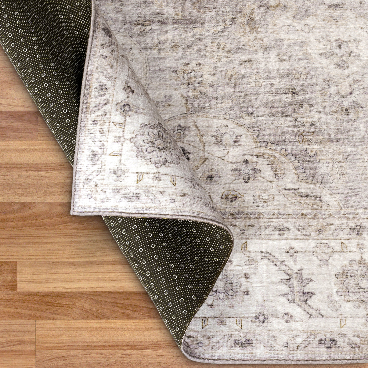 Beige Ivory Joy Vintage ReaLife Machine Washable Rug