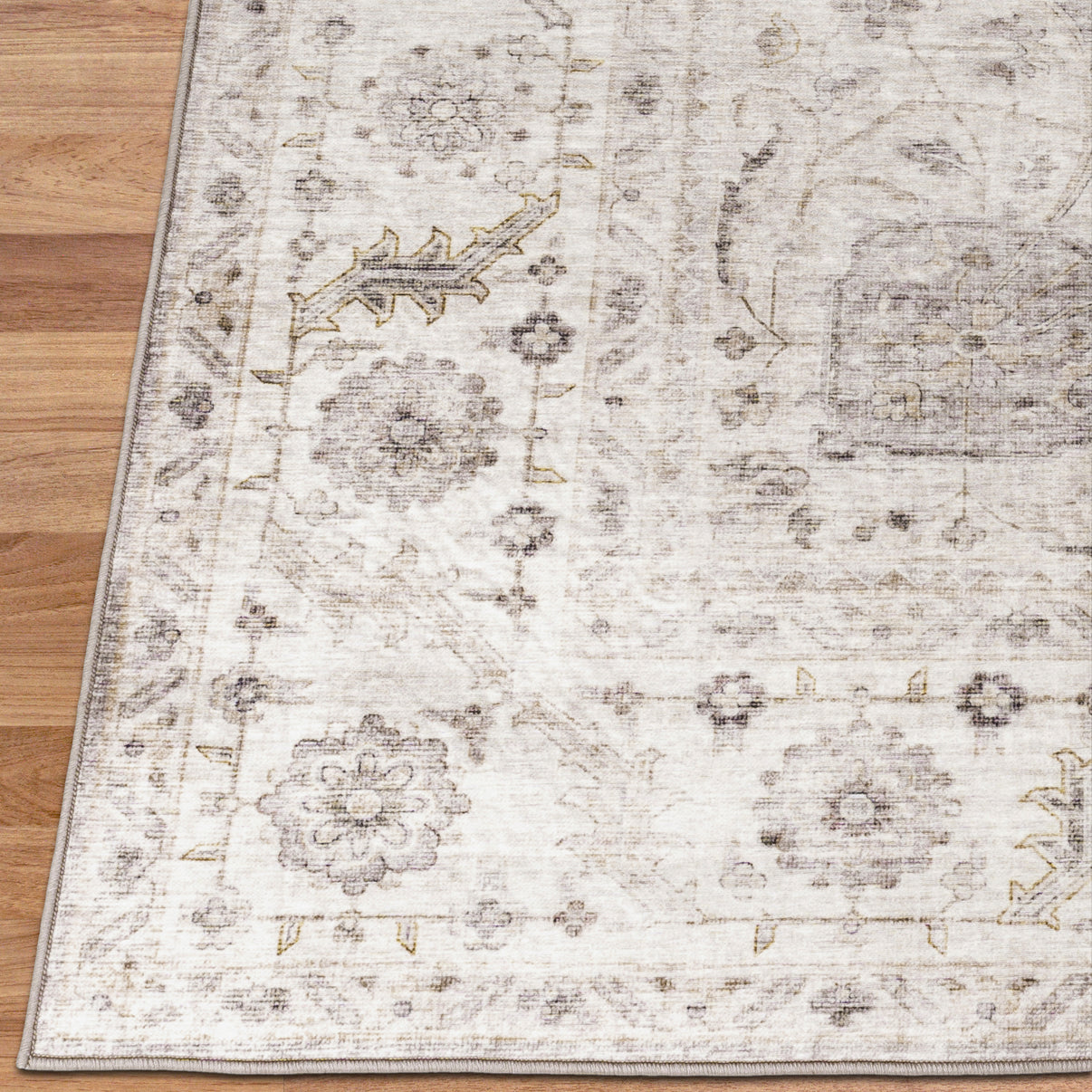 Beige Ivory Joy Vintage ReaLife Machine Washable Rug
