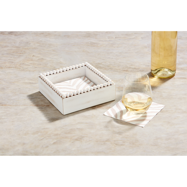 White Cocktail Napkin Holder Set