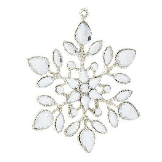 Crystal Jeweled Snowflake Ornament – 4" Silver Holiday Ornament