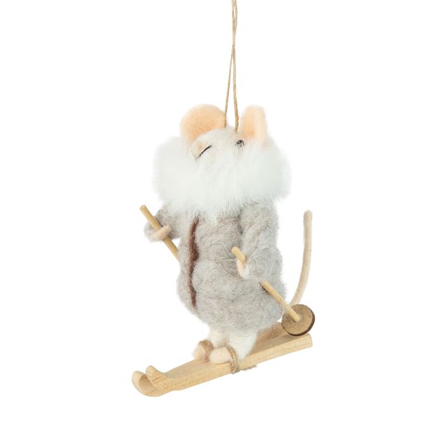 Felt Mouse Ornament in Puffy Coat