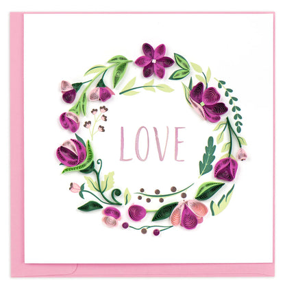 LOVE Floral Wreath Quilling Card