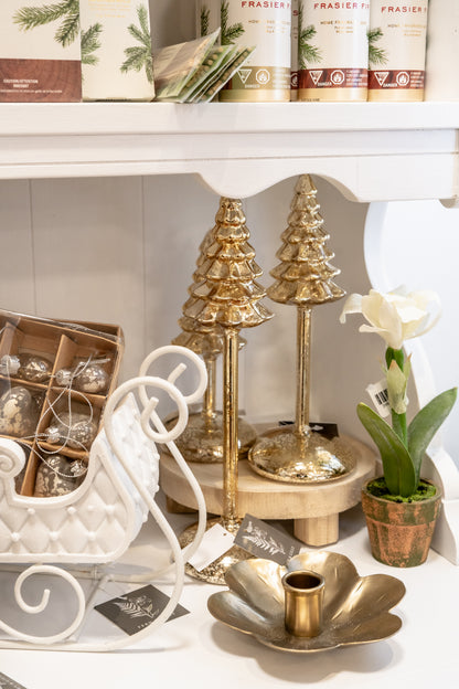 Gold Mercury Glass LED Christmas Tree Finials with Timer