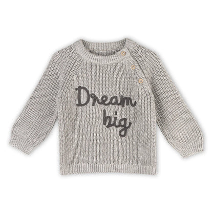 Dream Big Embroidered Chunky Knit Baby Pullover Sweater (Organic Cotton)