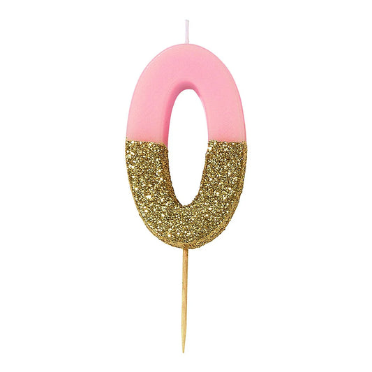 We Heart Birthdays Glitter Candle - Pink