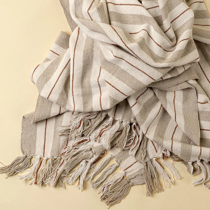 Cavendish 100% Cotton Striped Throw Sand