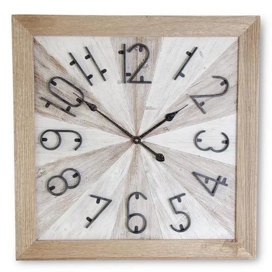 Square Sunburst Wood Clock