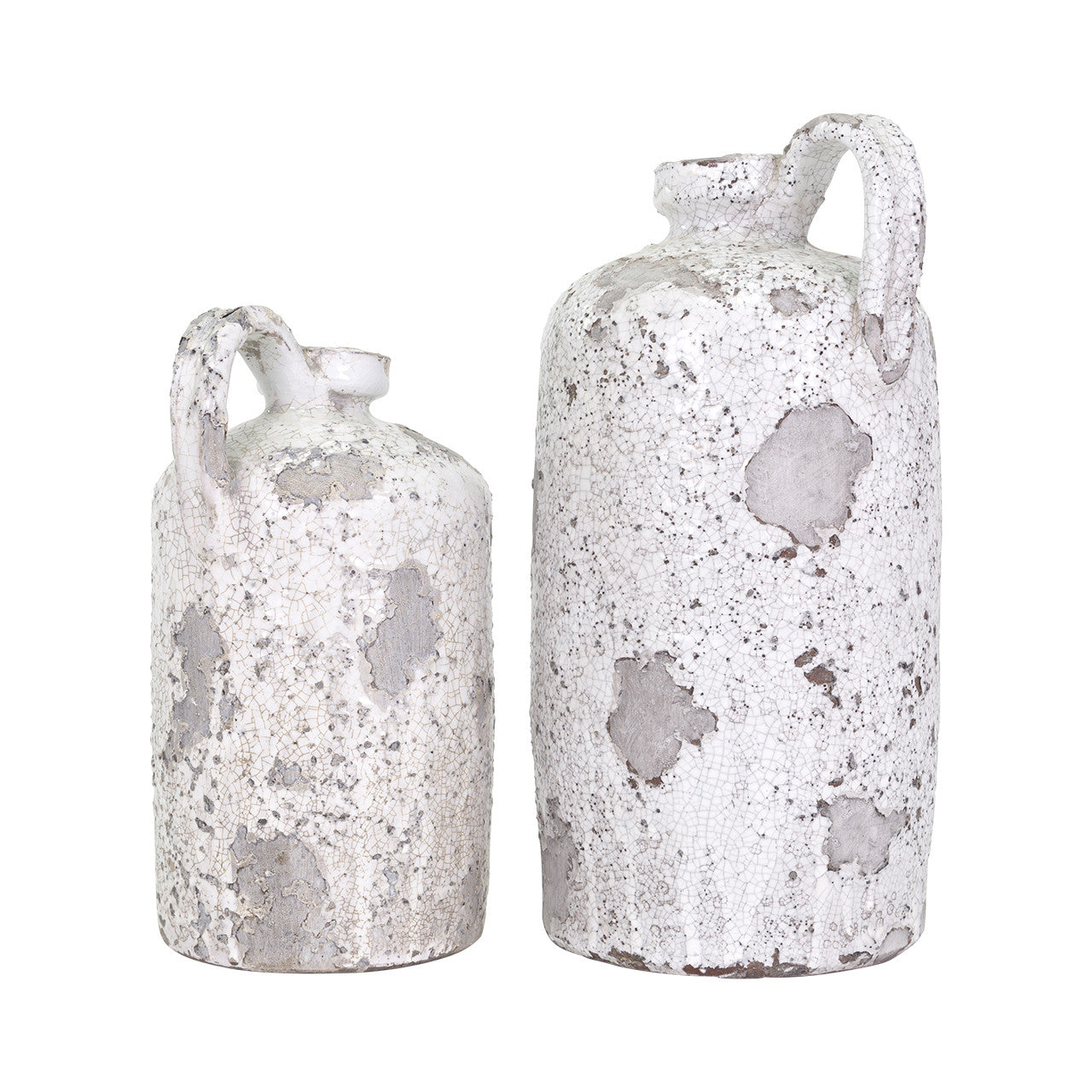 Ragusa White and Gray Terracotta Jug Vases