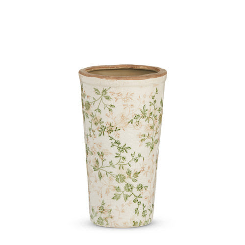 10” Taupe Floral Vase