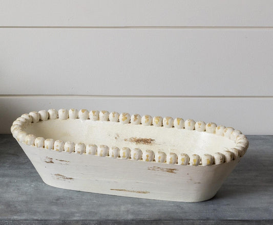 Beaded Mango Wood Oval Bowl