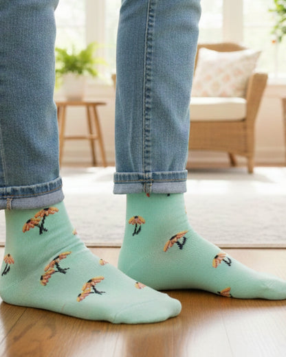 Women's Mini Black Eyed Susan Mismatched Crew Socks