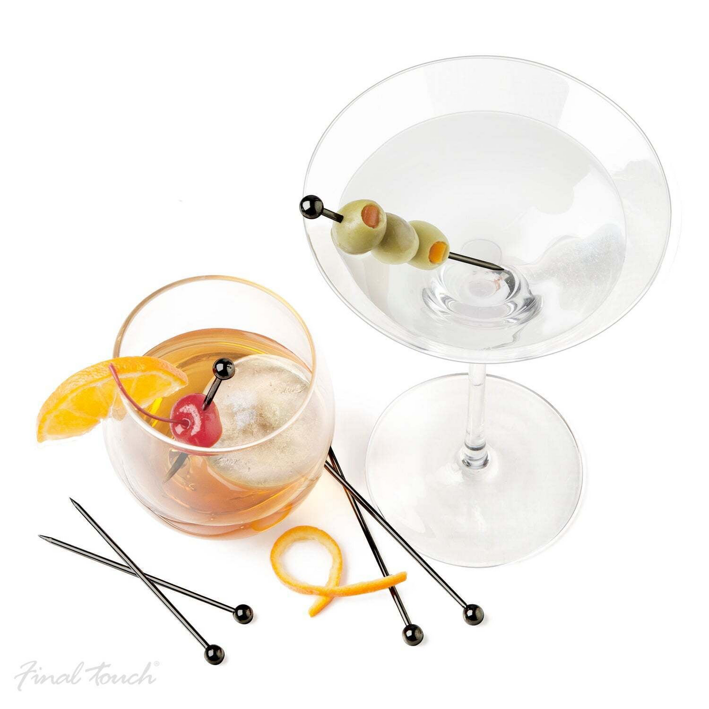 Stainless Steel Cocktail Picks - Black Chrome - Set Of 6