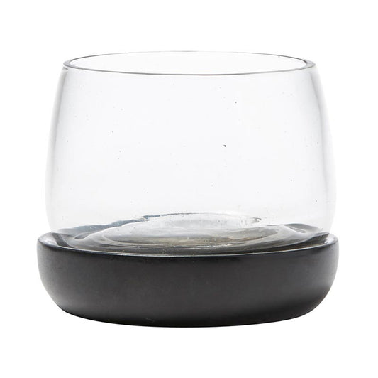 Small Black Marble and Glass Bowl