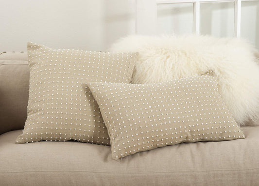 Leilani Collection French Knot Design Down-Filled Cotton Throw Pillow