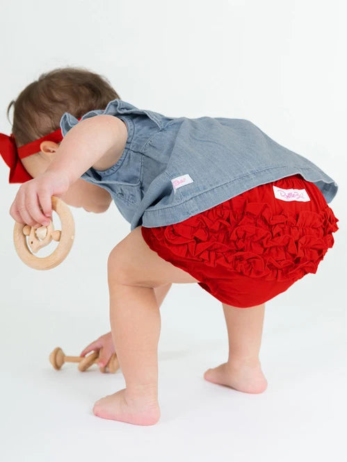 Red Woven RuffleButt Bloomer