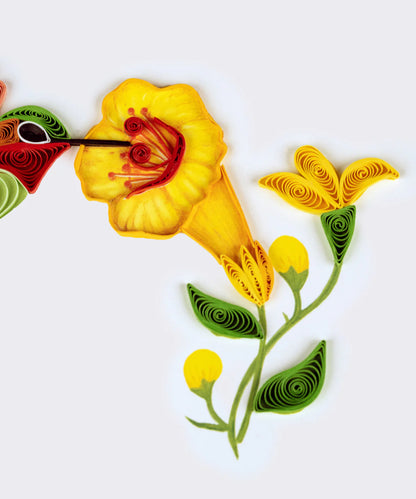 Hummingbird & Yellow Flowers Quilling Card