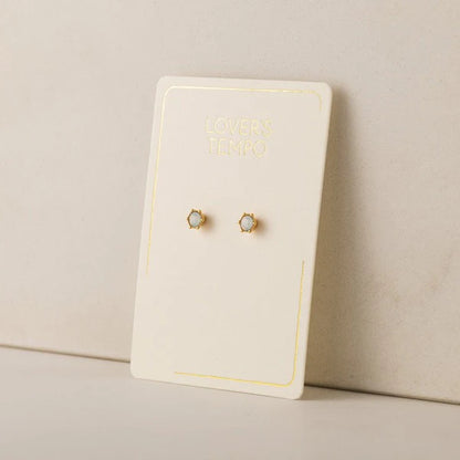Astrid Stud Earrings - White Opal