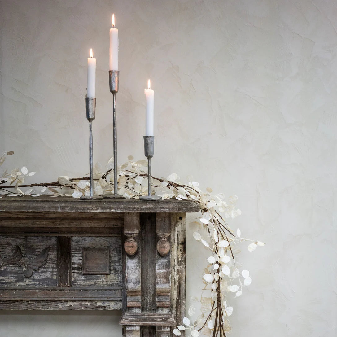 Silver Luna Forged Candleholders