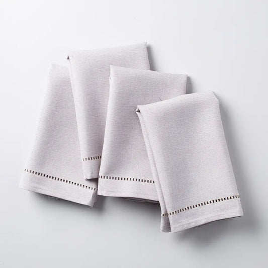 Hemstitch Linen Napkins, Set of 4