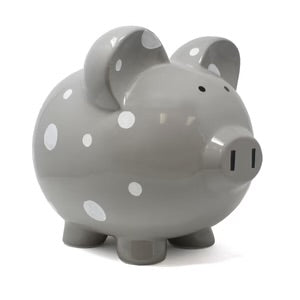Grey with White Dots Piggy Bank